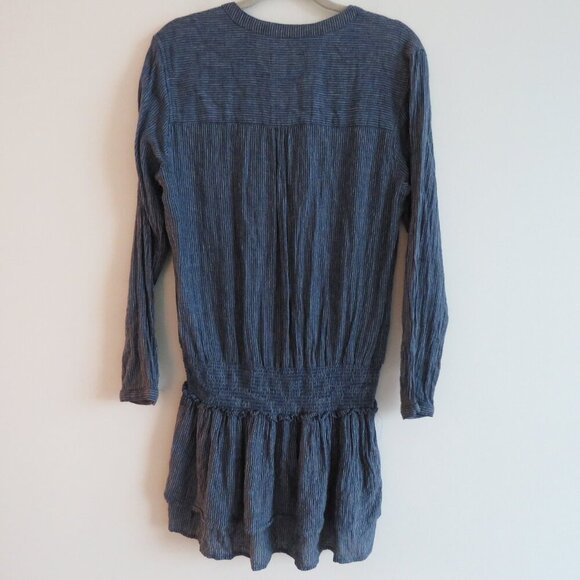 RAILS Juliette Salem Stripe Blue Linen Blend Tunic Mini Ruffle Dress - Size M - Picture 5 of 15